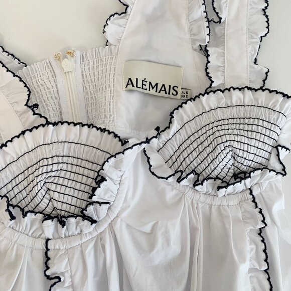 ALEMAIS HAZEL SMOCKED EMBROIDERED MIDI DRESS - Picture 12 of 13